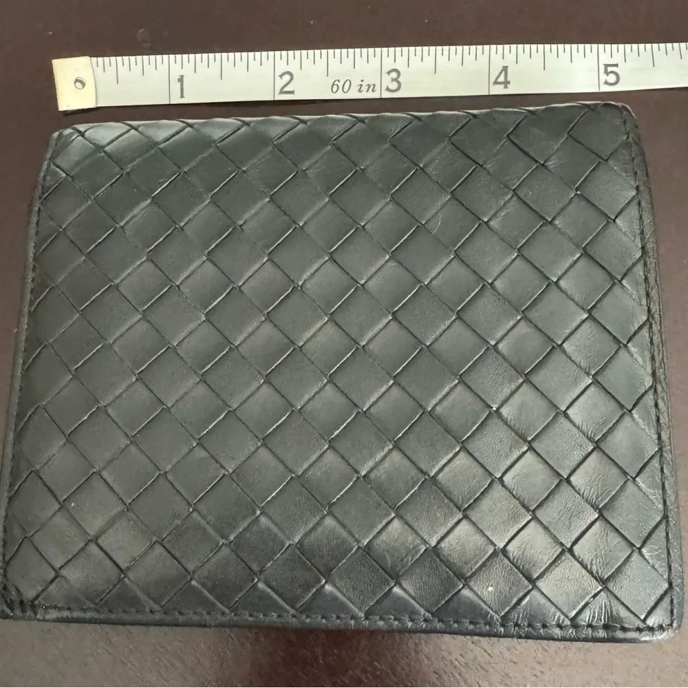 Bottega Veneta Black Intrecciato Leather Bifold Wallet